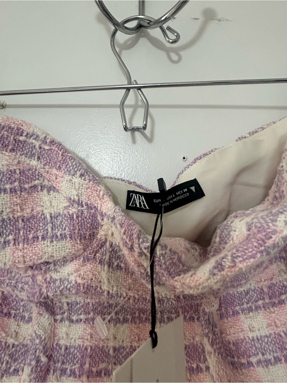 Zara Lavender & Cream Tweed Top